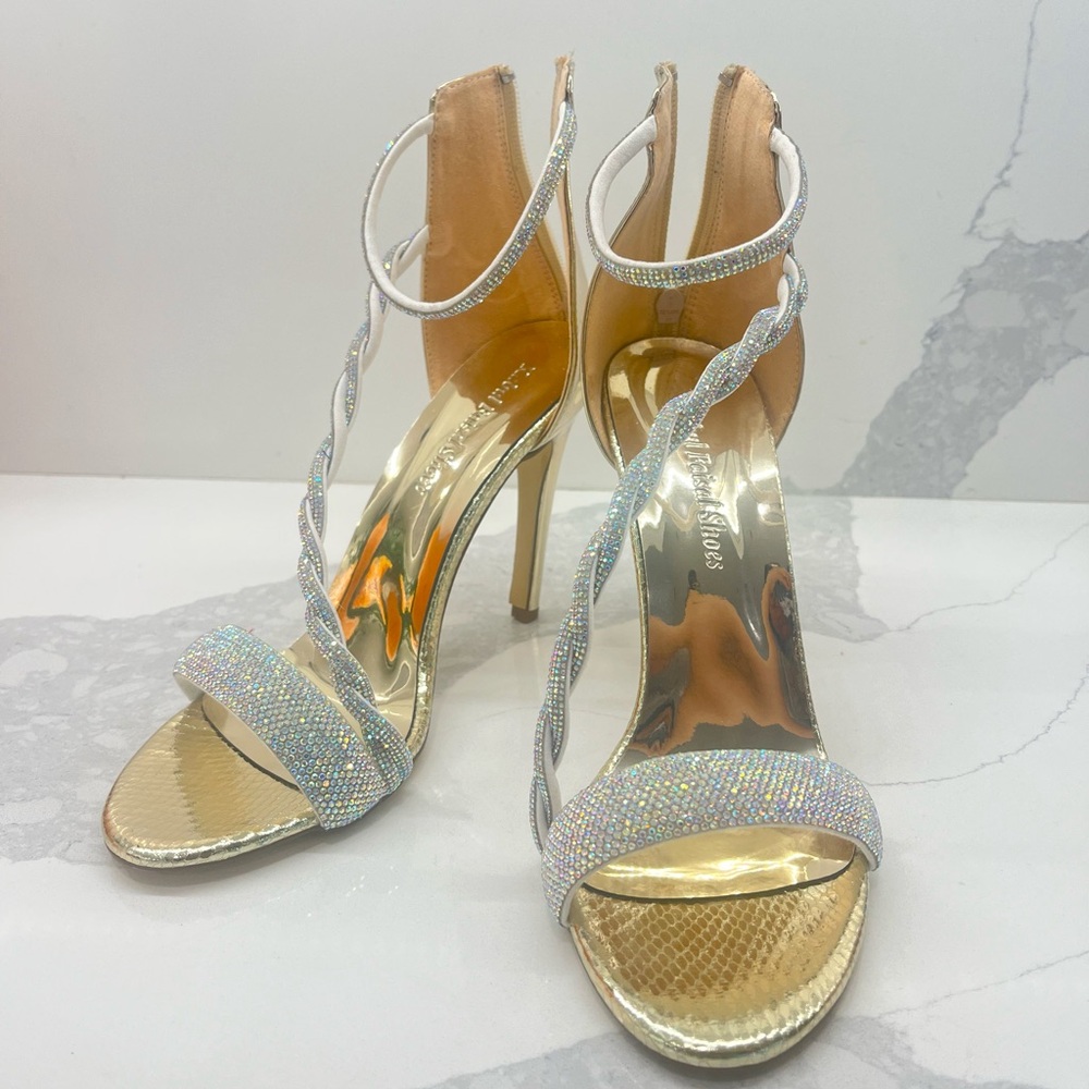 Gold Jeweled Women’s Wedding heels 8.5 US, 40 EUR